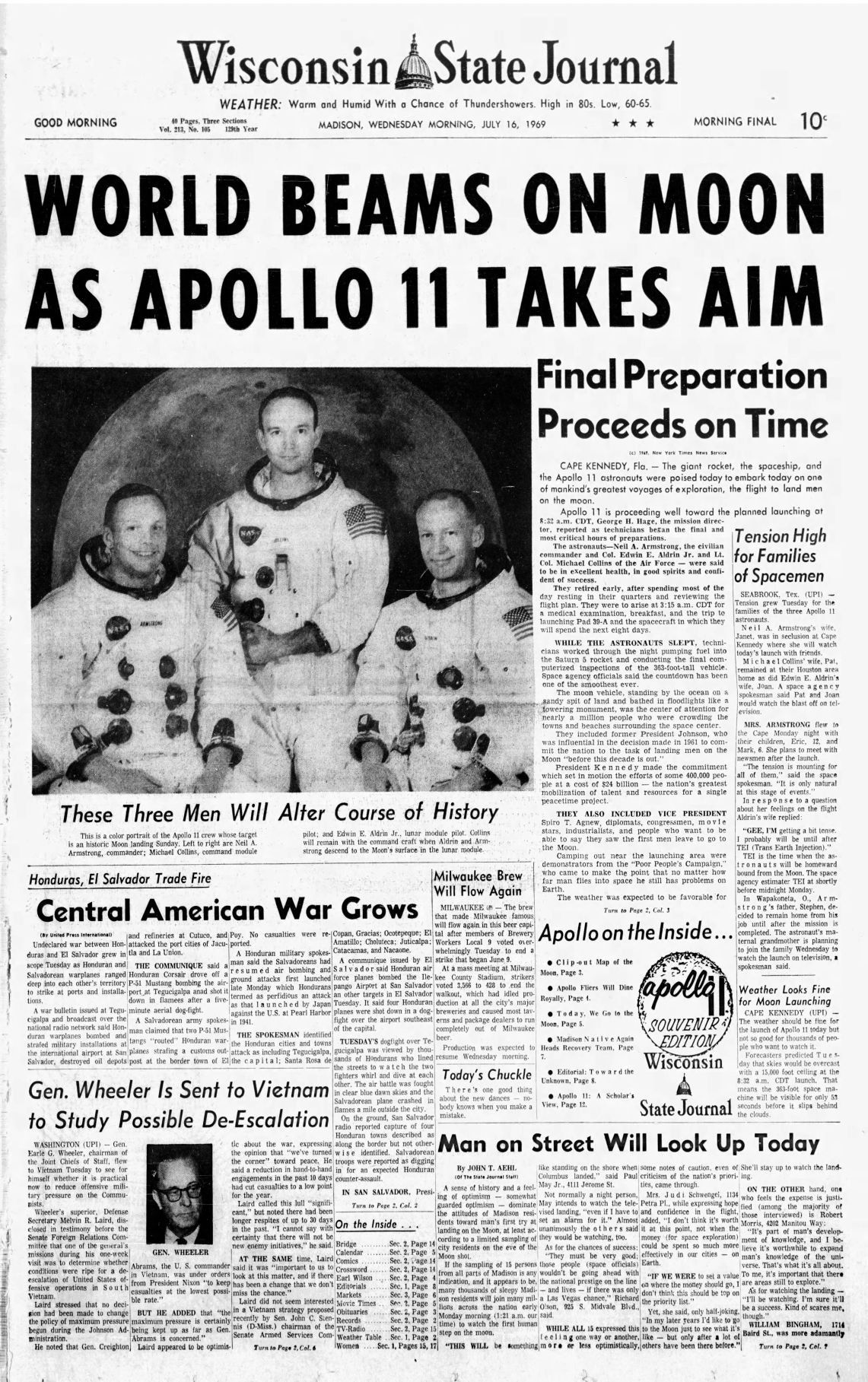 "World beams on Moon as Apollo 11 takes aim"
